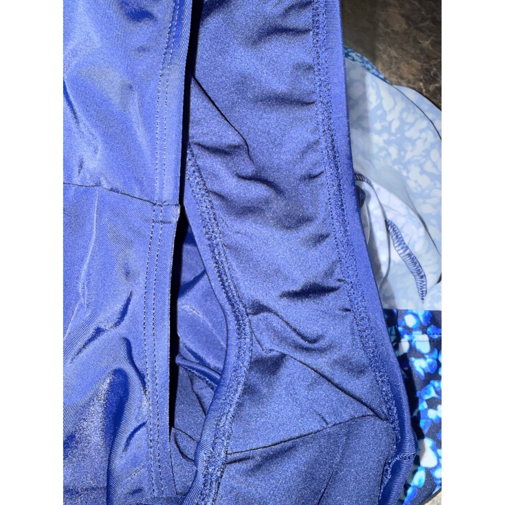 Lands End Blue Mosaic Pebble Print Swim Dress One Piece Swimsuit Large 14-16 - Picture 4 of 5